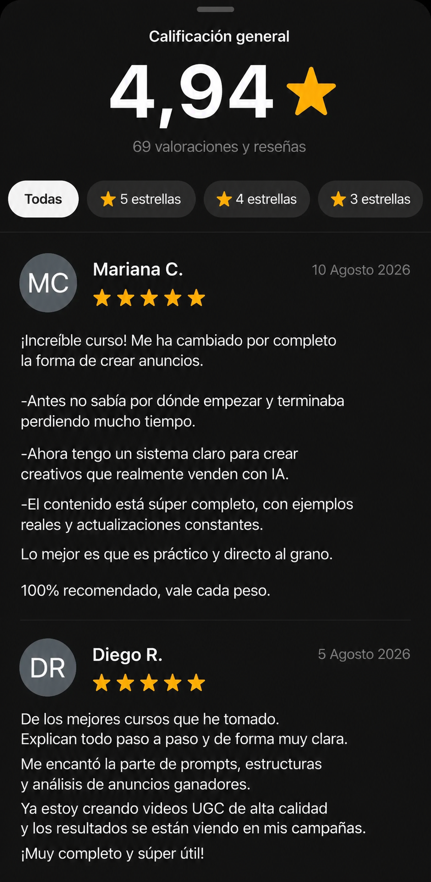 Testimonio real de alumno